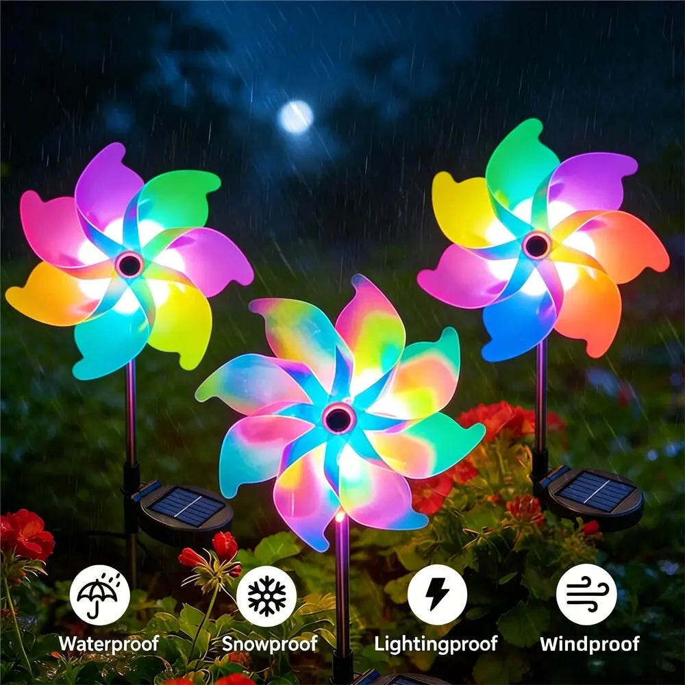 1PC Colorful Windmill Solar Garden Lamp Outdoor Pathway