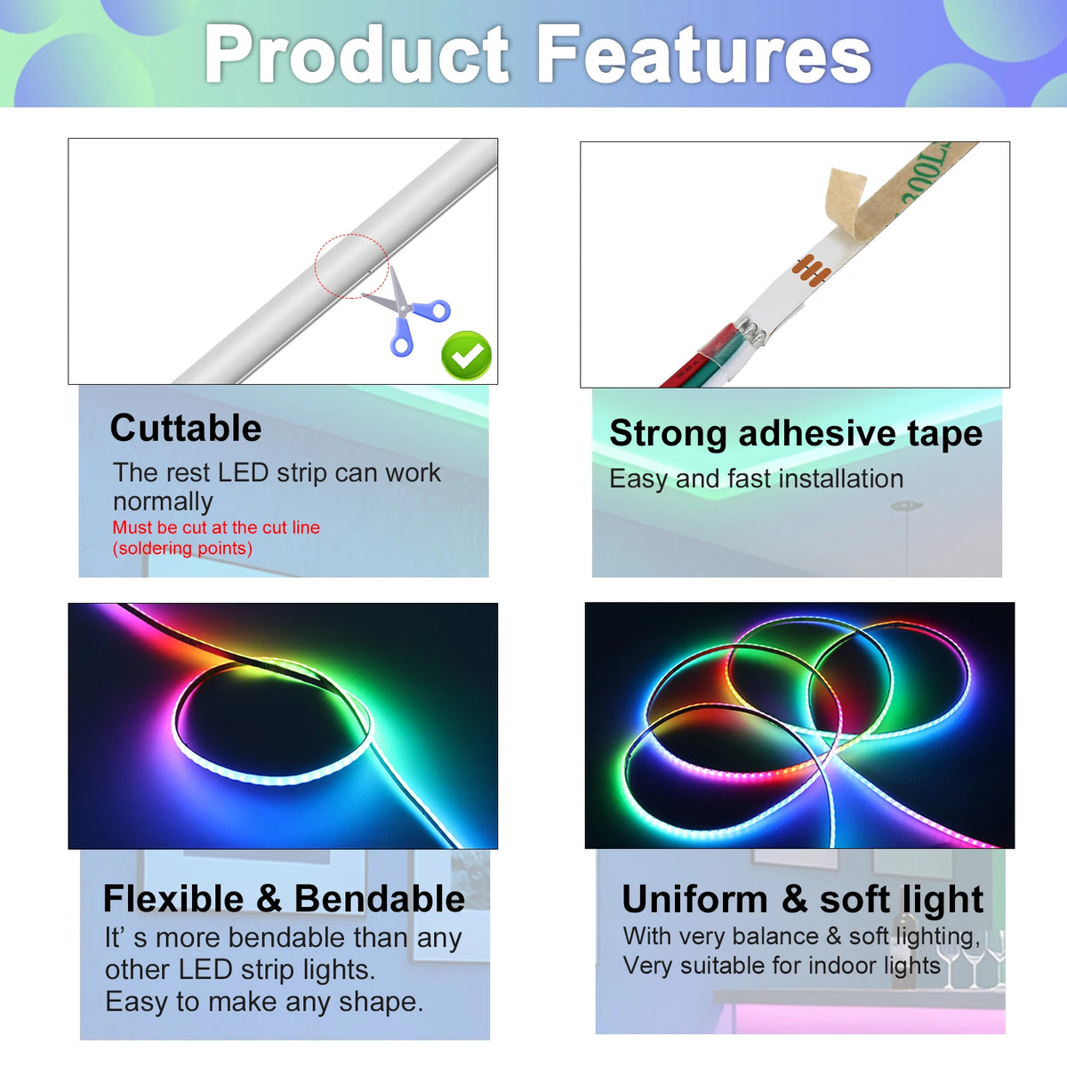 RGBIC COB LED Strip Addressable COB LED Strip