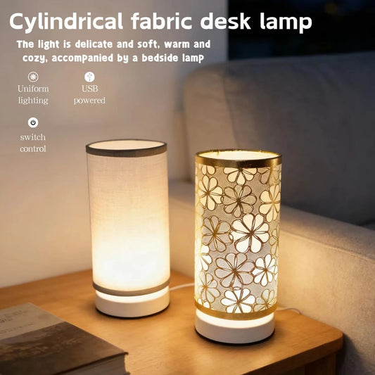 Modern Nordic Style Fabric Desk Lamp, USB Powered