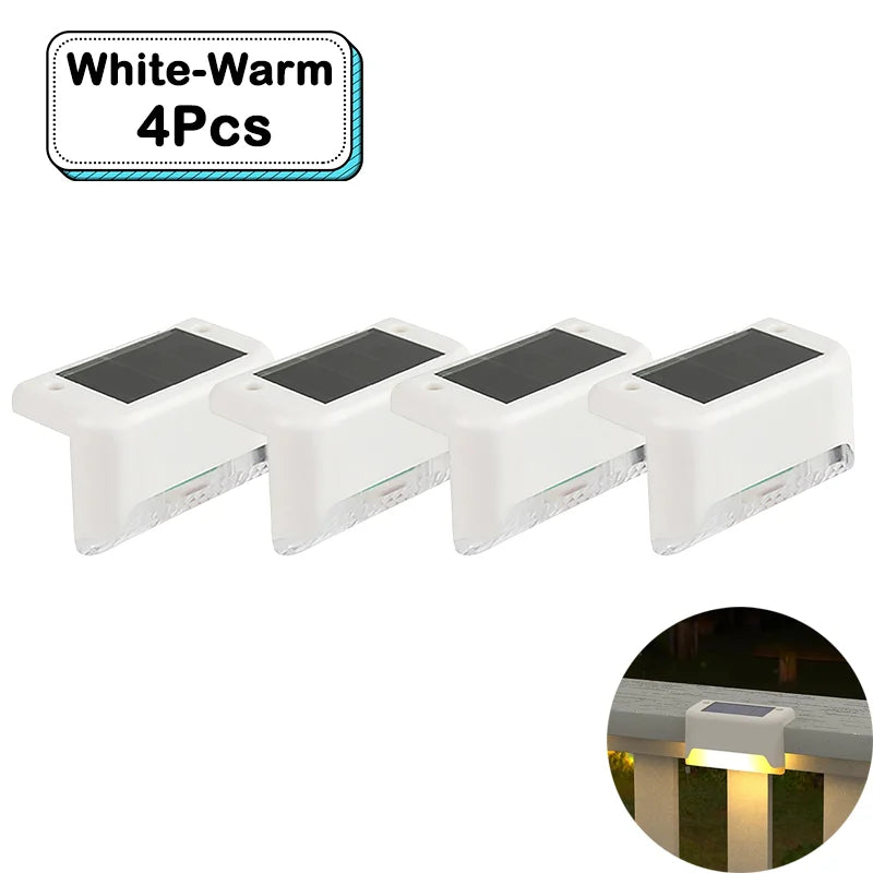 Outdoor Solar Step Lights Warm White LED Waterproof Stair Path Lighting