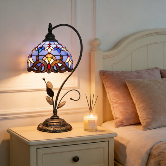 Baroque Style Table Lamp Floral Stained Glass Lamp