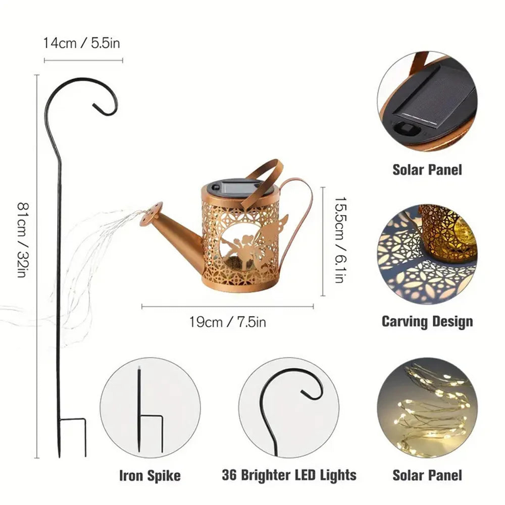 Solar Watering Can Light Outdoor Garden Decoration