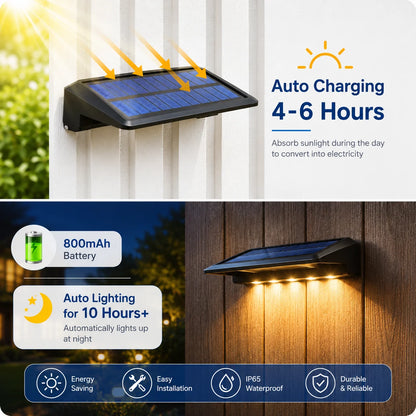 2 Pack Solar Wall Lights 4 LED Solar Fence Lights Outdoor