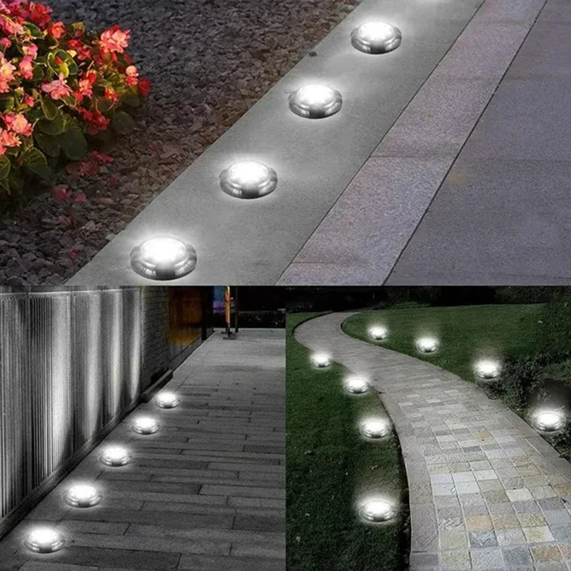 Solar Lights Outdoor 12LEDs Disk Underground Lamp Yard Decoration