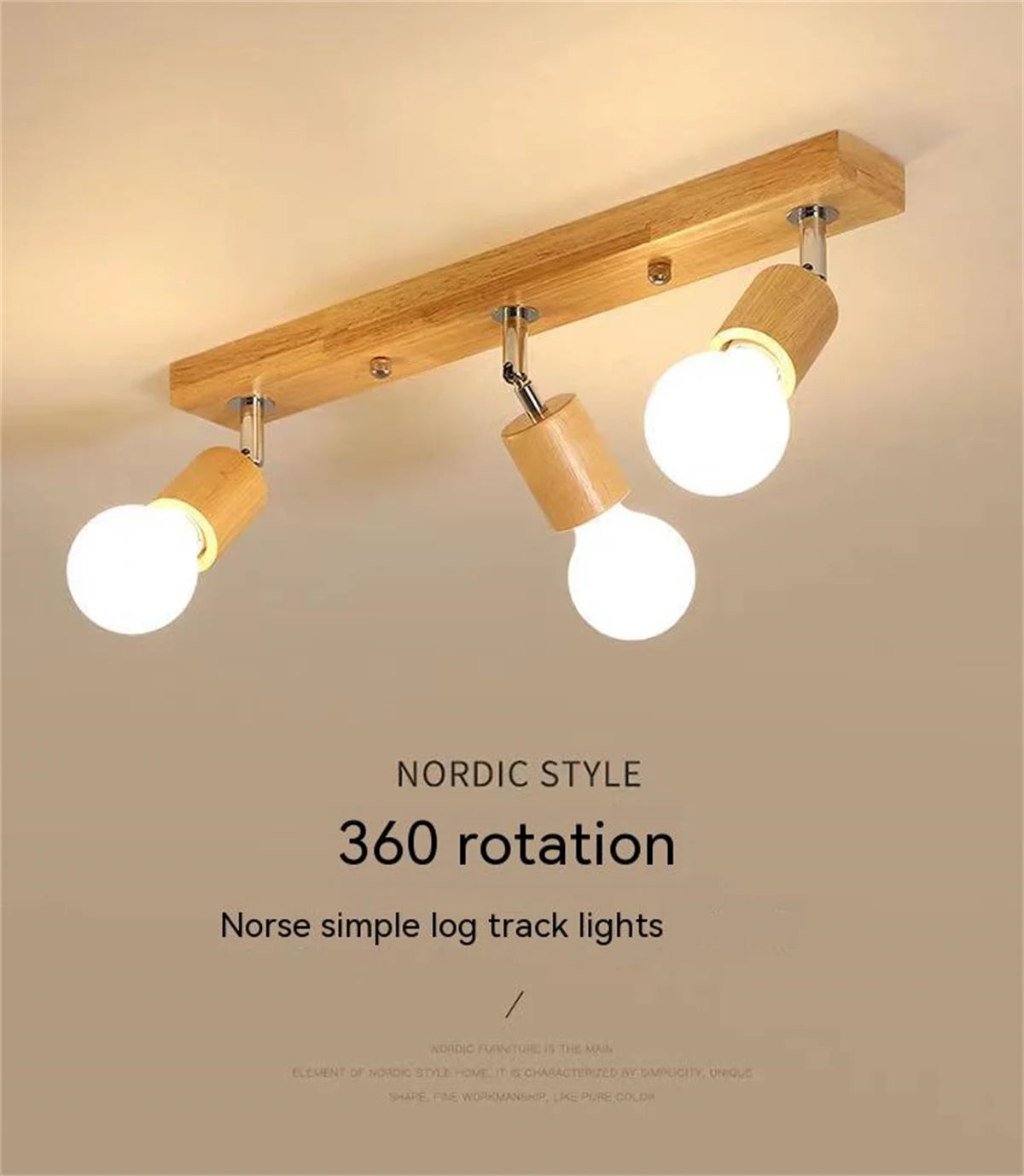 Wooden Spotlights Surface Mounted Household LED Rotating