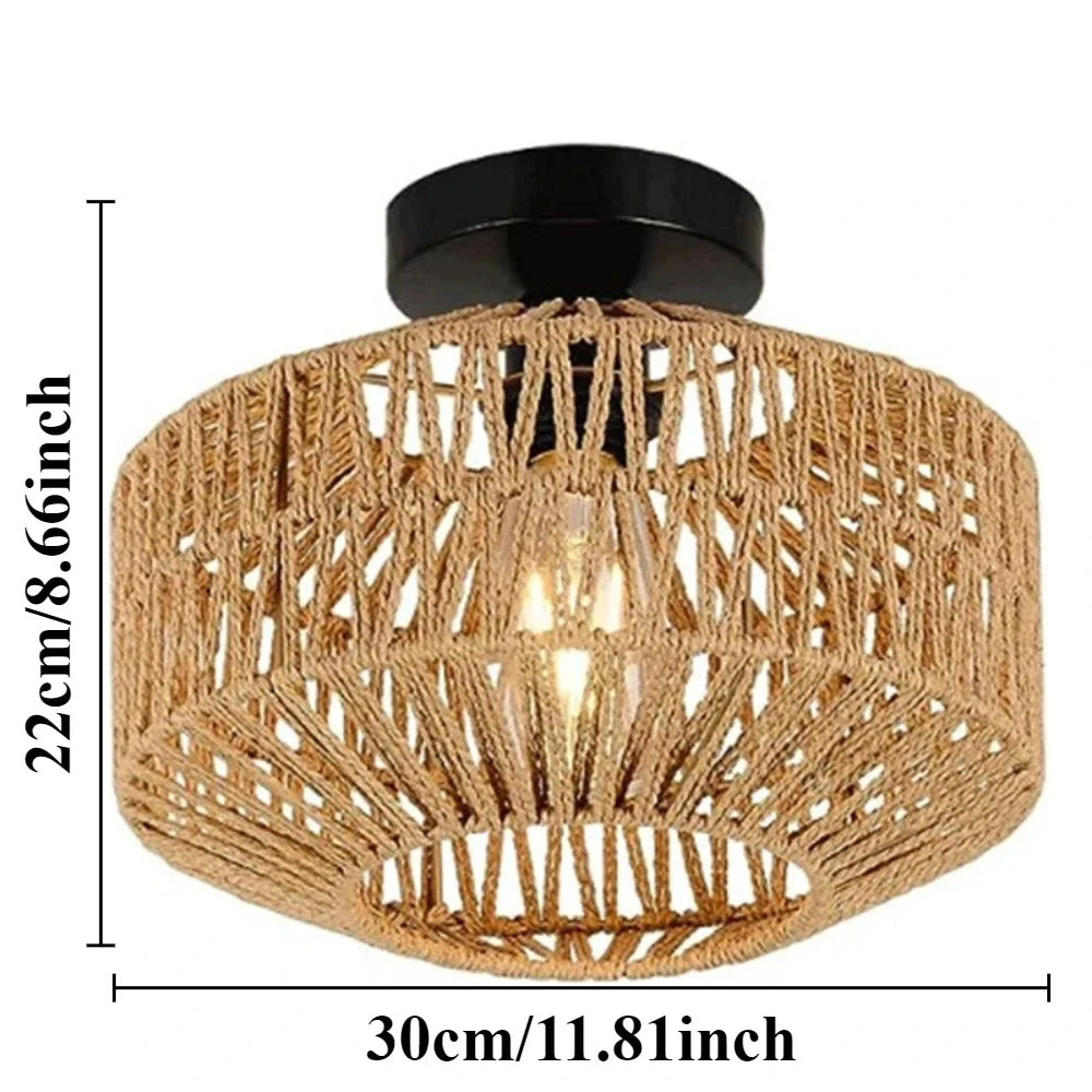 1pc Handwoven Rattan Lamp Chandeliers - Semi-Flush Mount