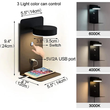 LED Wall Light Interior  Mobile Phone Charging USB Wall Lamps