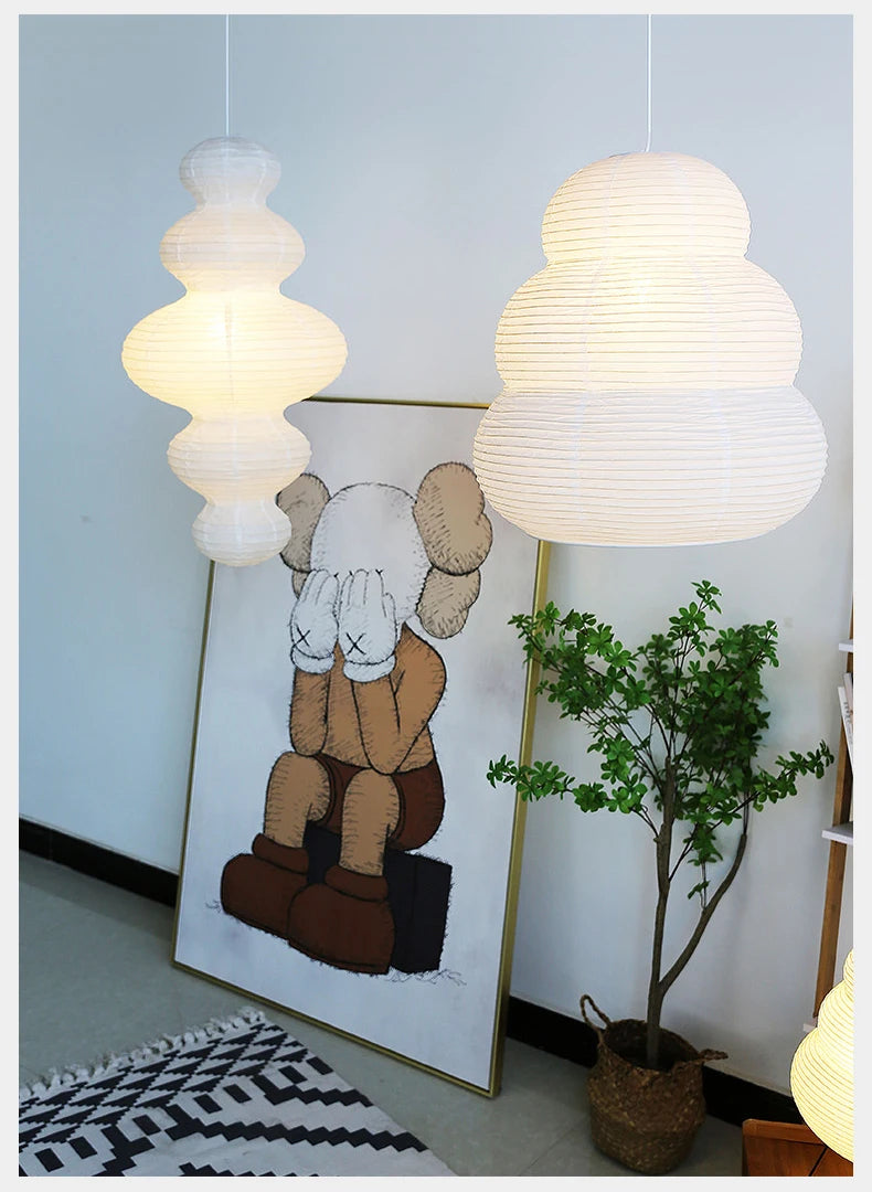 Nordic Wabi Sabi Wind Rice Paper Led Pendant Lights