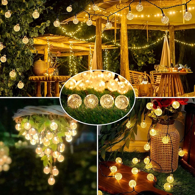 LED Solar-Powered Bubble Ball LED String Light Waterproof Outdoor