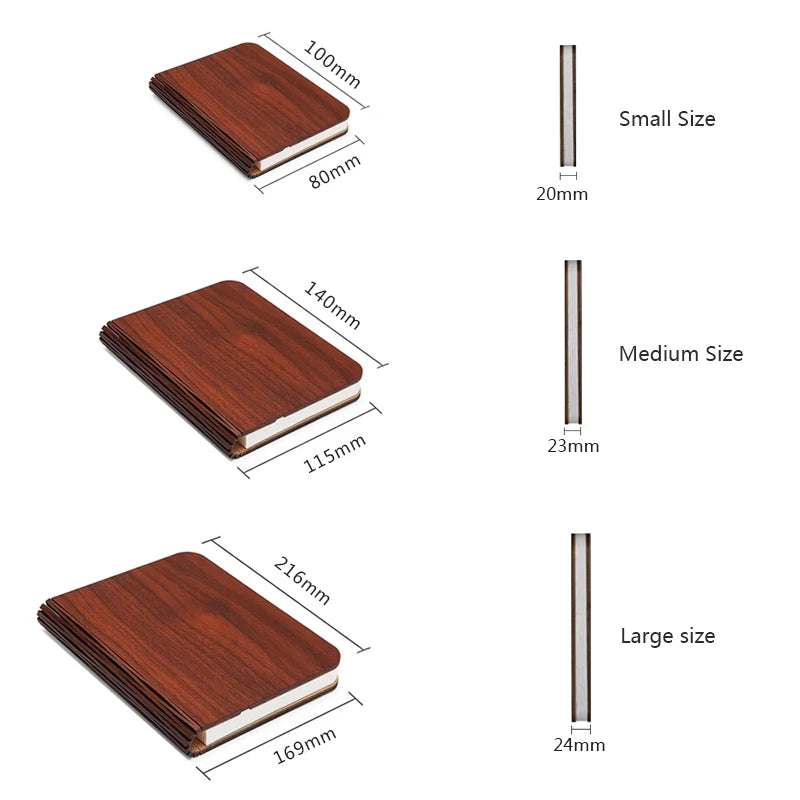 LED Foldable Book Light Creative Wooden Luminous Book