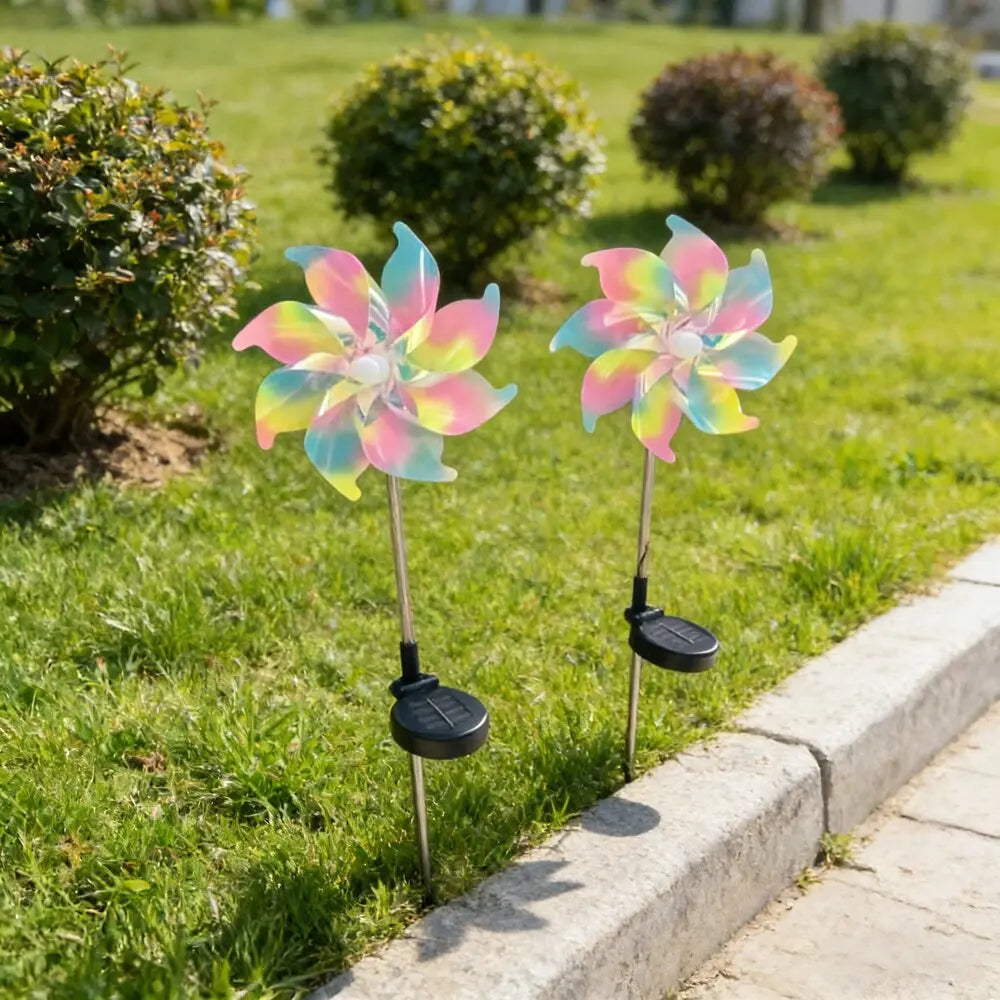 1PC Colorful Windmill Solar Garden Lamp Outdoor Pathway