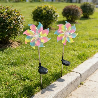1PC Colorful Windmill Solar Garden Lamp Outdoor Pathway