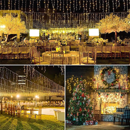 Solar Curtain Icicle Light 3.5M Eaves Outdoor Fairy String Lights
