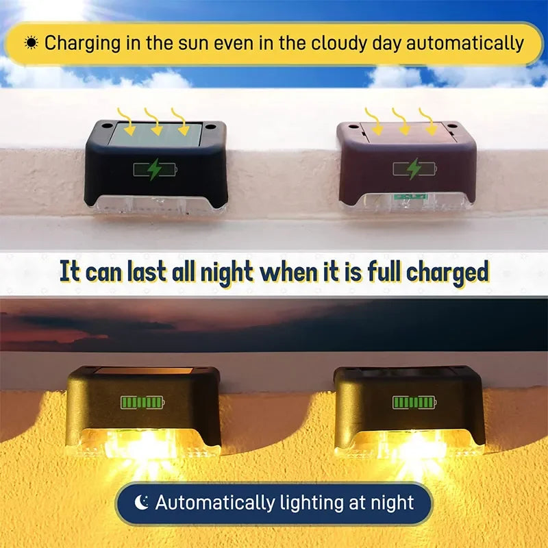 LED Solar Step Lamp Path Stair Outdoor Garden Lights