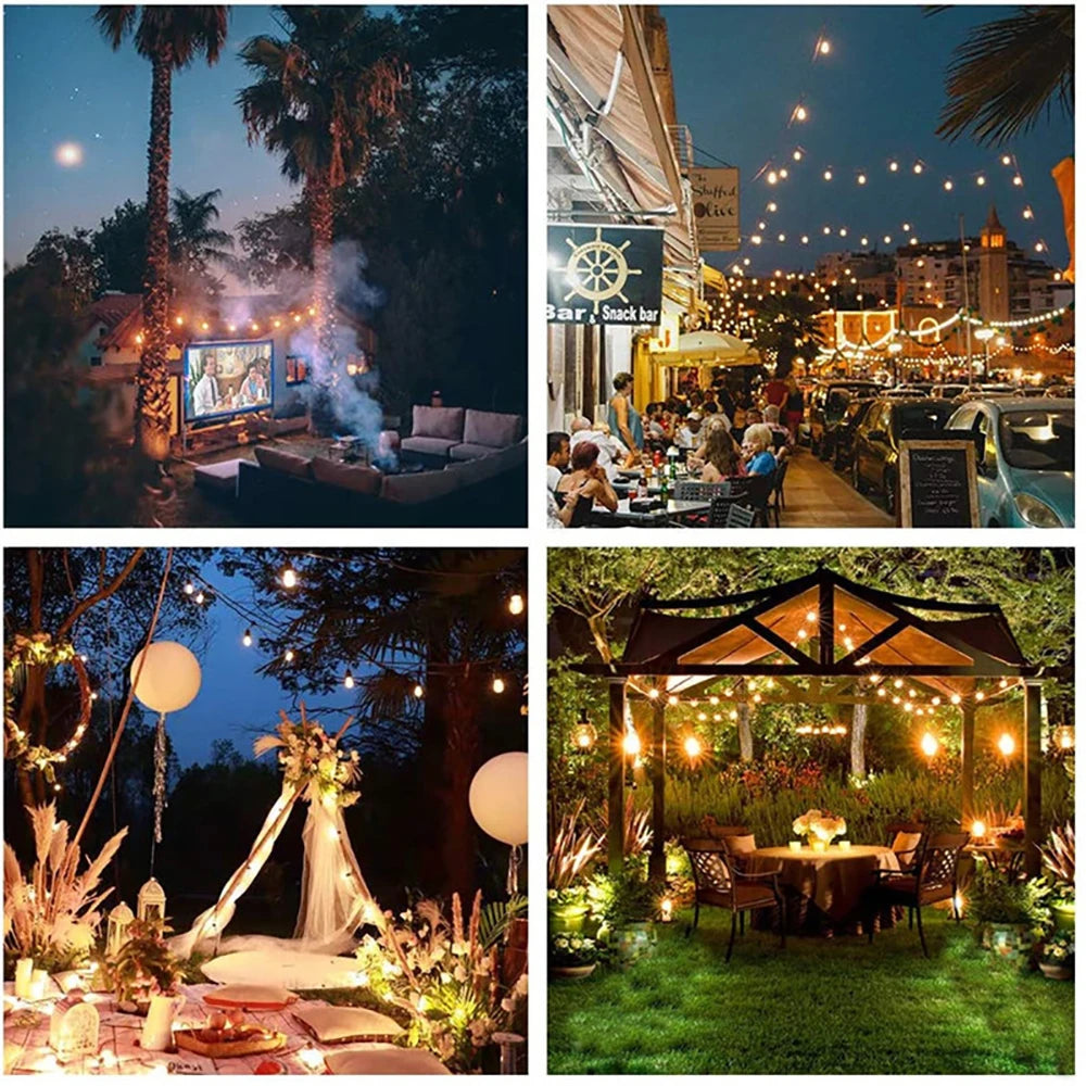 Solar String Lights Outdoor with Remote LED Shatterproof Bulbs