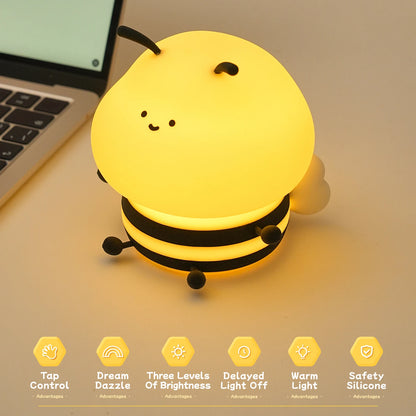 LED Night Lights Bee Colorful Rechargeable Decor Light Kids Gifts