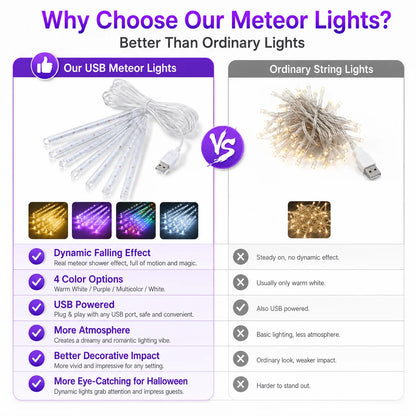 Meteor Shower Lights Falling Rain LED Tube String Lights