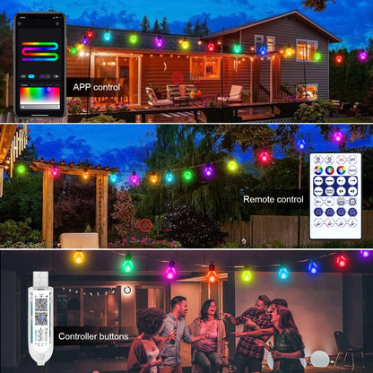 Outdoor Waterproof LED String Light USB 15M 25 Bulbs Fairy Lights