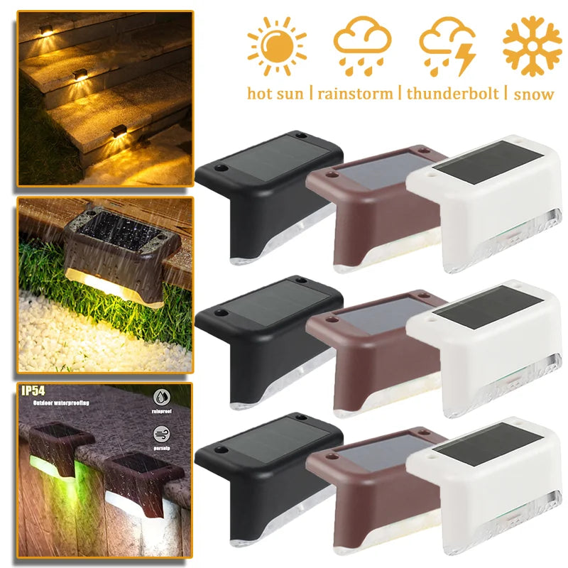 Outdoor Solar Step Lights Warm White LED Waterproof Stair Path Lighting