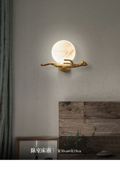 Italian Marble Waterproof Wall Lamp Brass LED Porch Light