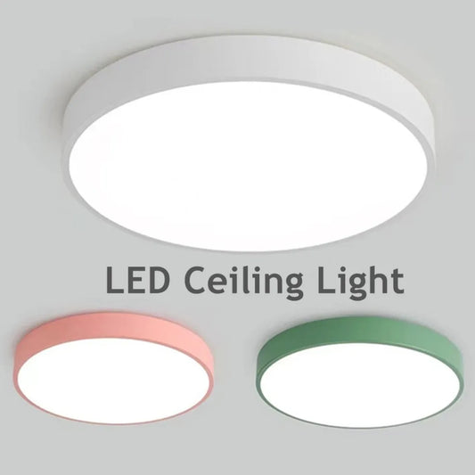 LED Nordic Ceiling Light Circular Grain Macaron Lamp