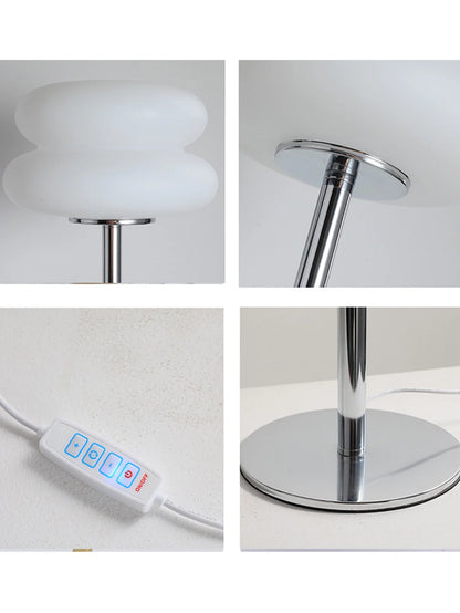 LED Table Lamp Macaron Glass Lustre Trichromatic Dimming Light