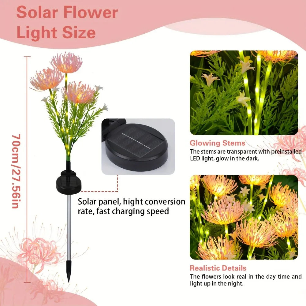 Solar Artificial Flower Stake Lights Outdoor Waterproof Garden Decor Lights
