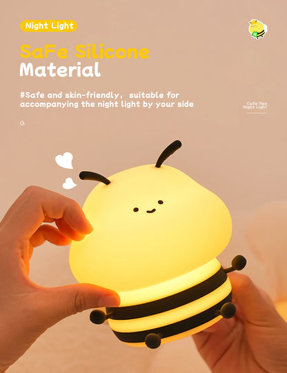 LED Night Lights Bee Colorful Rechargeable Decor Light Kids Gifts