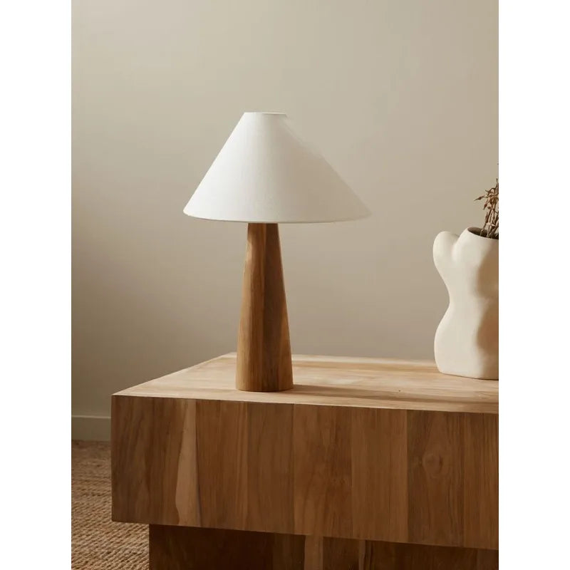 Wabi Sabi Zen Solid Oak Wood Conical Floor Lamp