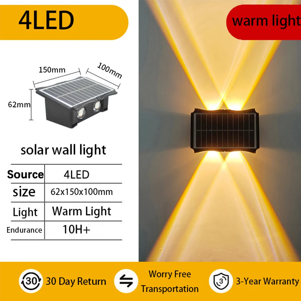 Solar Wall Light Led Courtyard Street Exterior Garden Wall Lighting