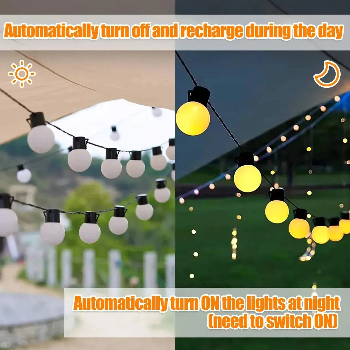 1PC LED Solar Light String Outdoor White Balls Decoration Lights