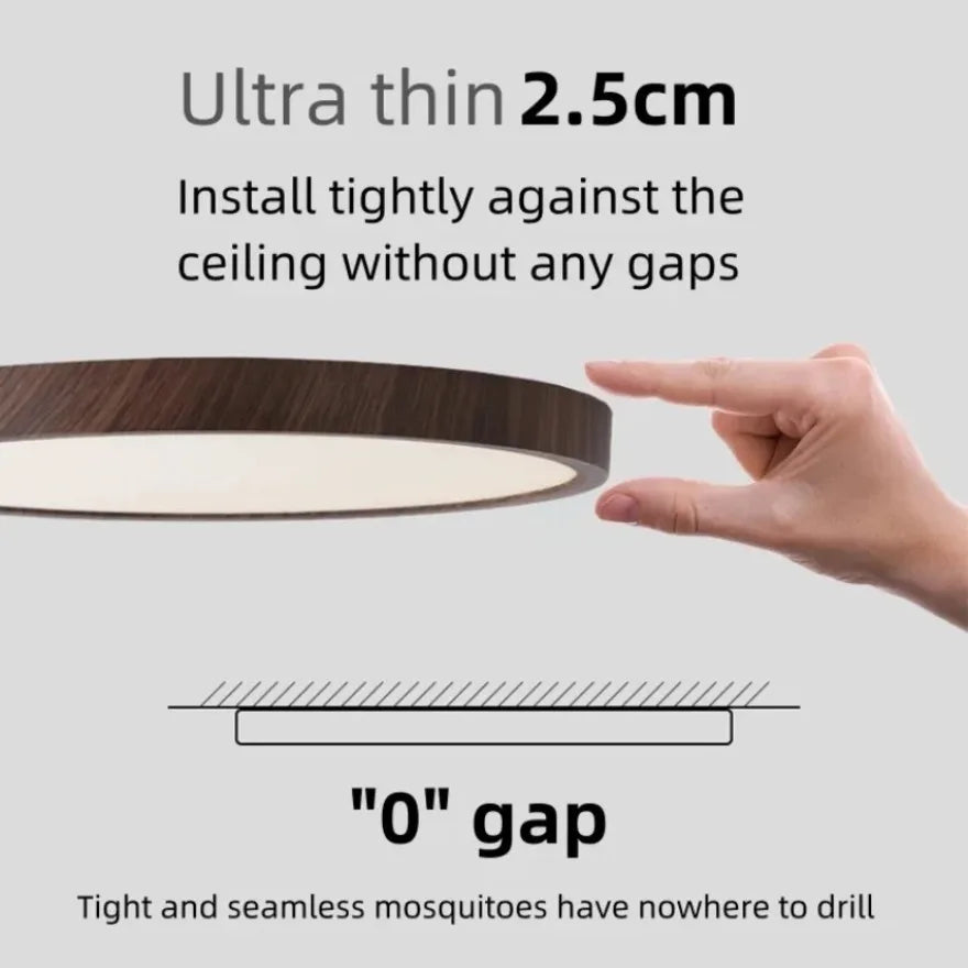 Modern LED Ceiling Light Circular Ultrathin Wood Grain
