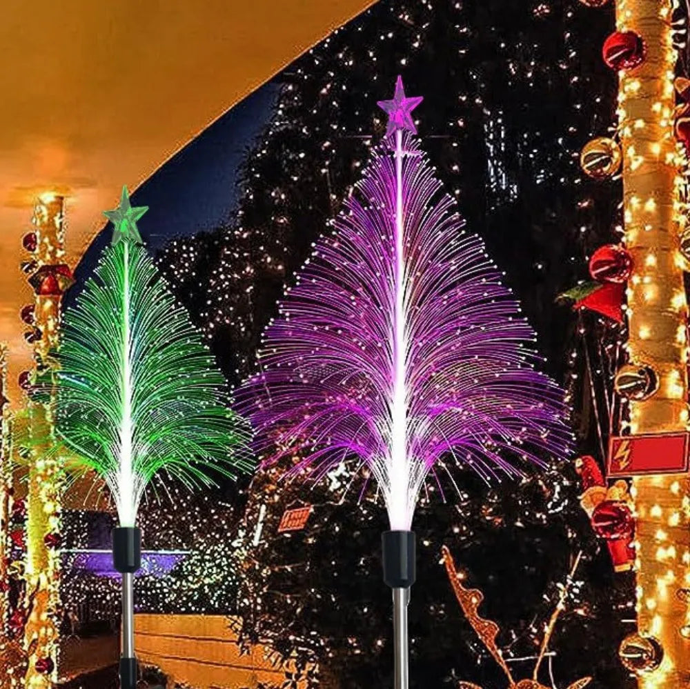 Solar 7-Color Changing Fiber Optic Christmas Tree Stake Lights