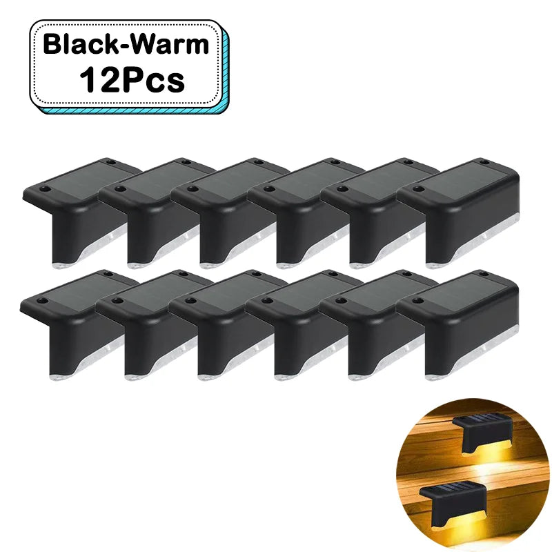 Outdoor Solar Step Lights Warm White LED Waterproof Stair Path Lighting