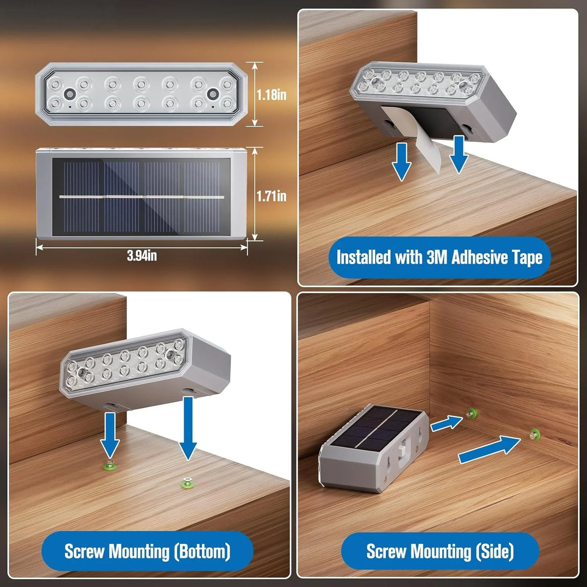 14LED 2PACK Solar Step Lights Outdoor Waterproof LED Solar