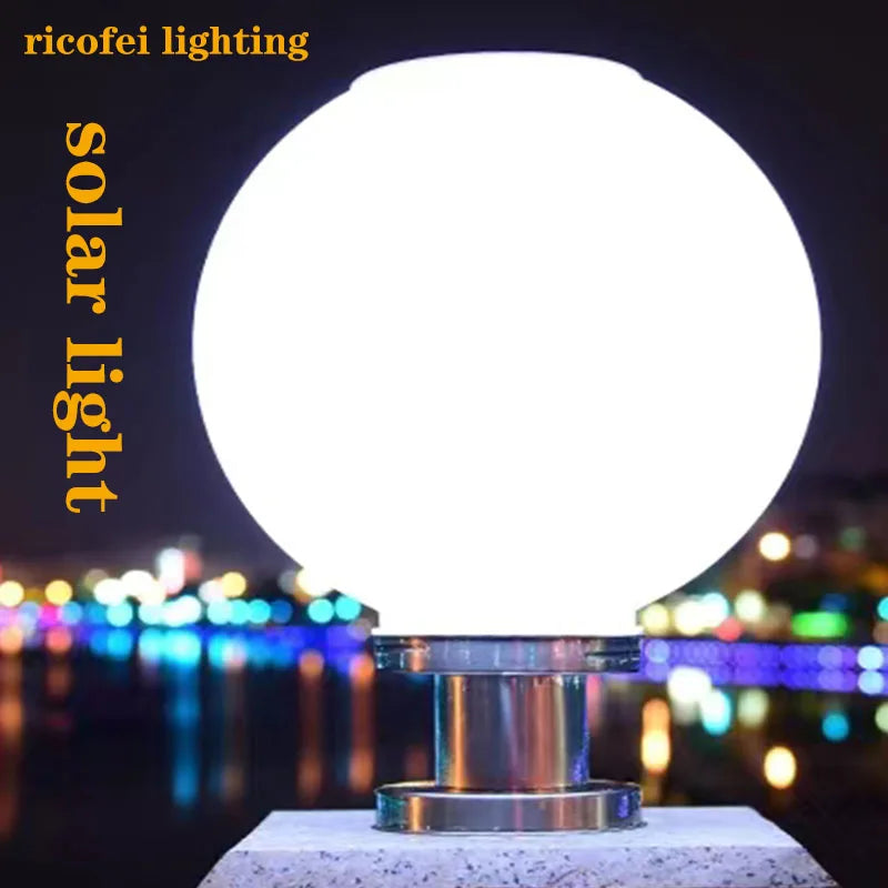 LED Ball Solar Outdoor Light Stainless Steel Solar Post Light