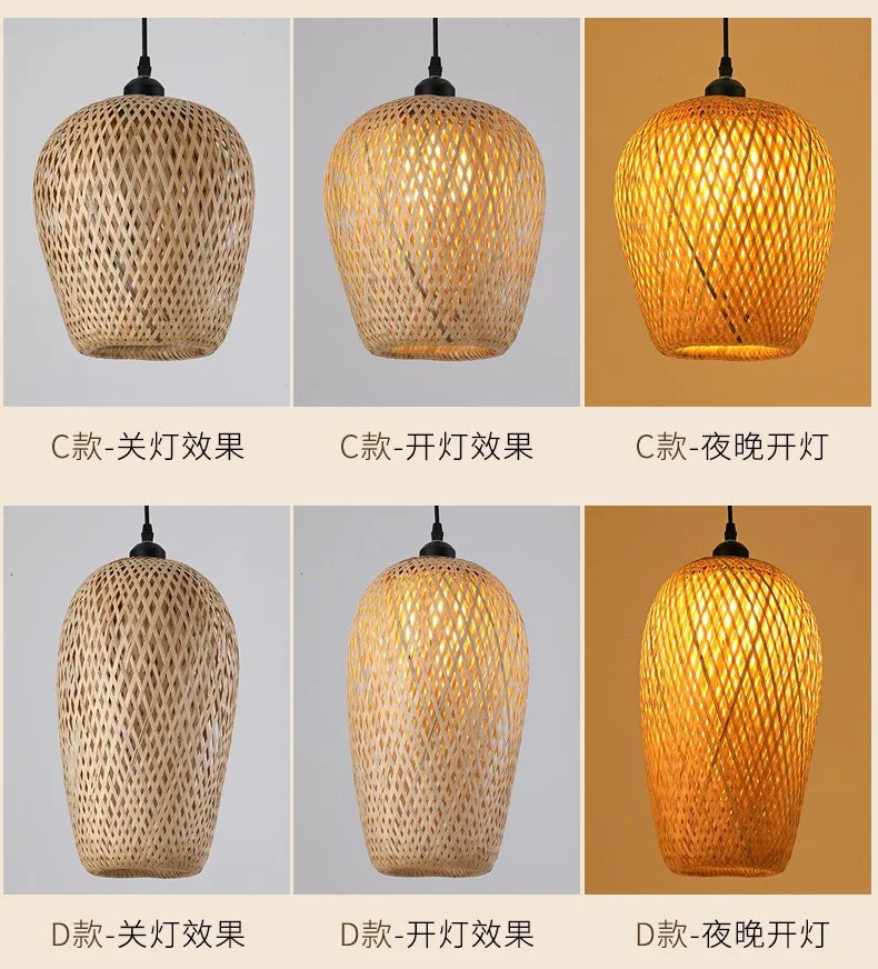 Newest Bamboo Pendant Lamp Ceiling Lights Rattan Wicker