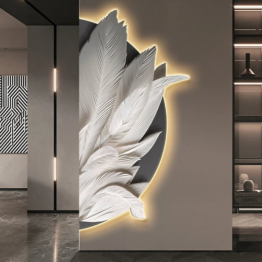 Family Entrance Feather Mural Lamp Modern Lamp