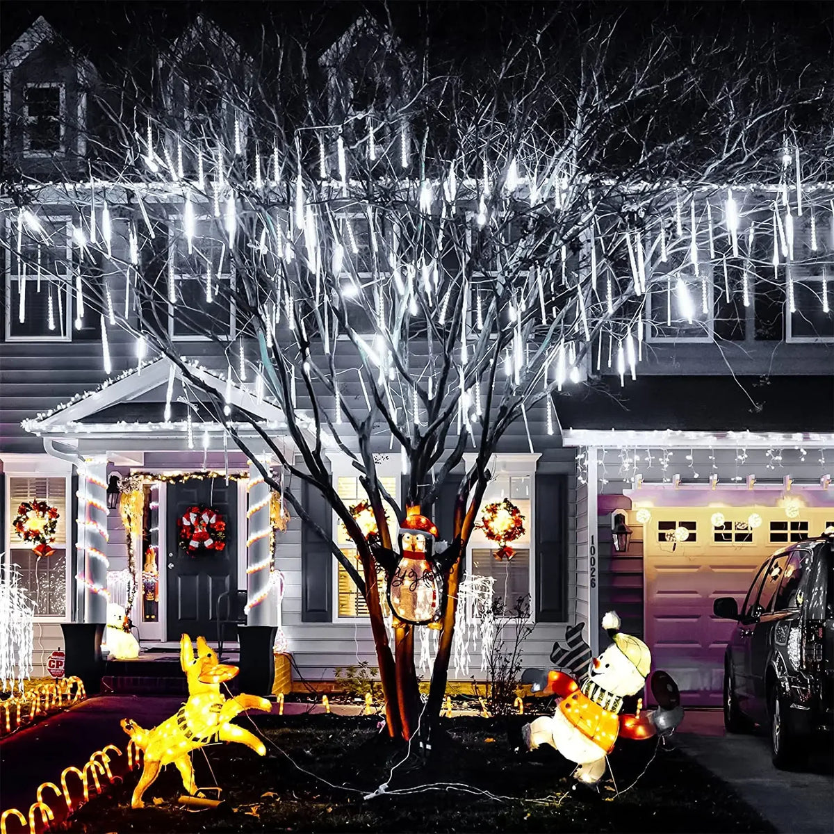 Solar Meteor Shower Lights Outdoor Meteor Lights 10Tubes