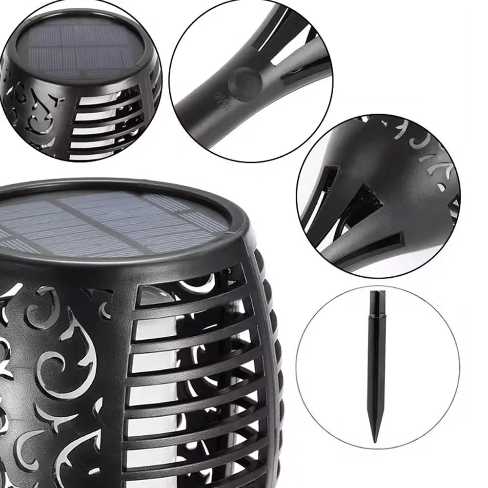 Solar Garden Flame Lights Flickering Flame Lamp Outdoor Lawn Light