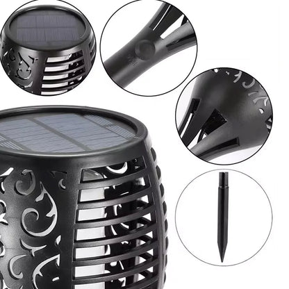 Solar Garden Flame Lights Flickering Flame Lamp Outdoor Lawn Light