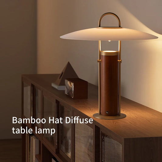 Hotel Luxury Wood Glass Orange Gold Bedside Table Lamp