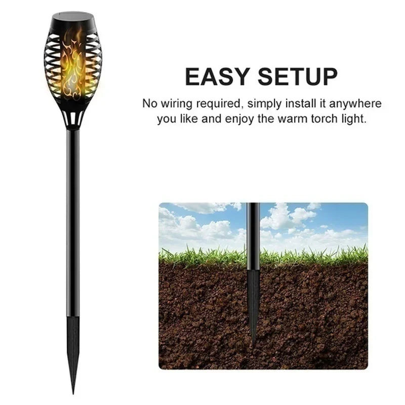 Solar Flame Torch Lights Flickering Light Waterproof Lamps