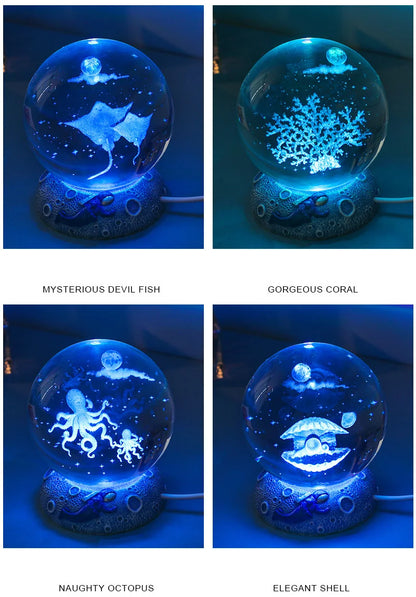 New Crystal Ball Night Light Ornament Luminous Resin Base Glass