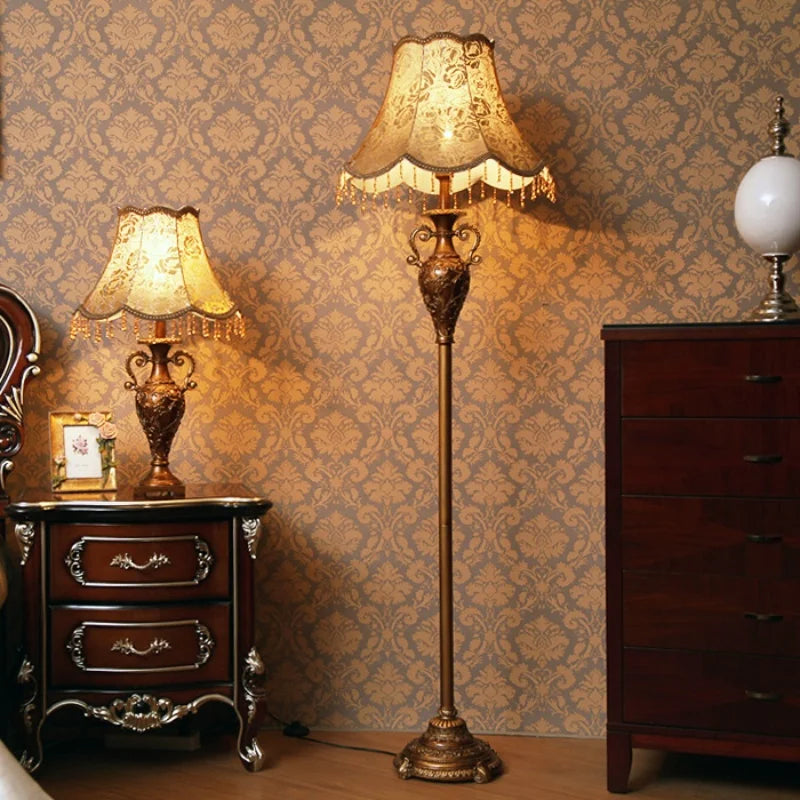 European Luxury Floor Lamp Retro Home Living Room Lamp