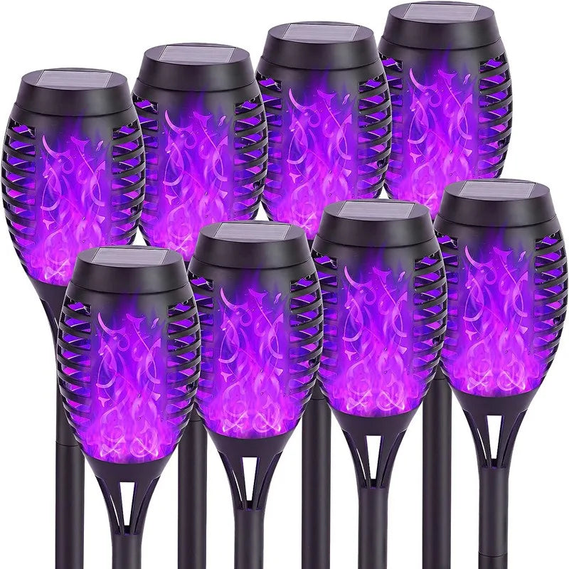 Solar Garden Flame Lights Flickering Flame Lamp Outdoor Lawn Light