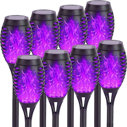 Solar Garden Flame Lights Flickering Flame Lamp Outdoor Lawn Light