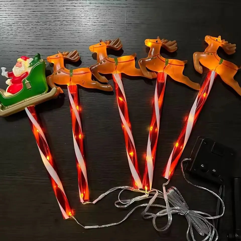 5 Pieces /Set LED Solar Christmas Santa Claus&Reindeer Garden Lights
