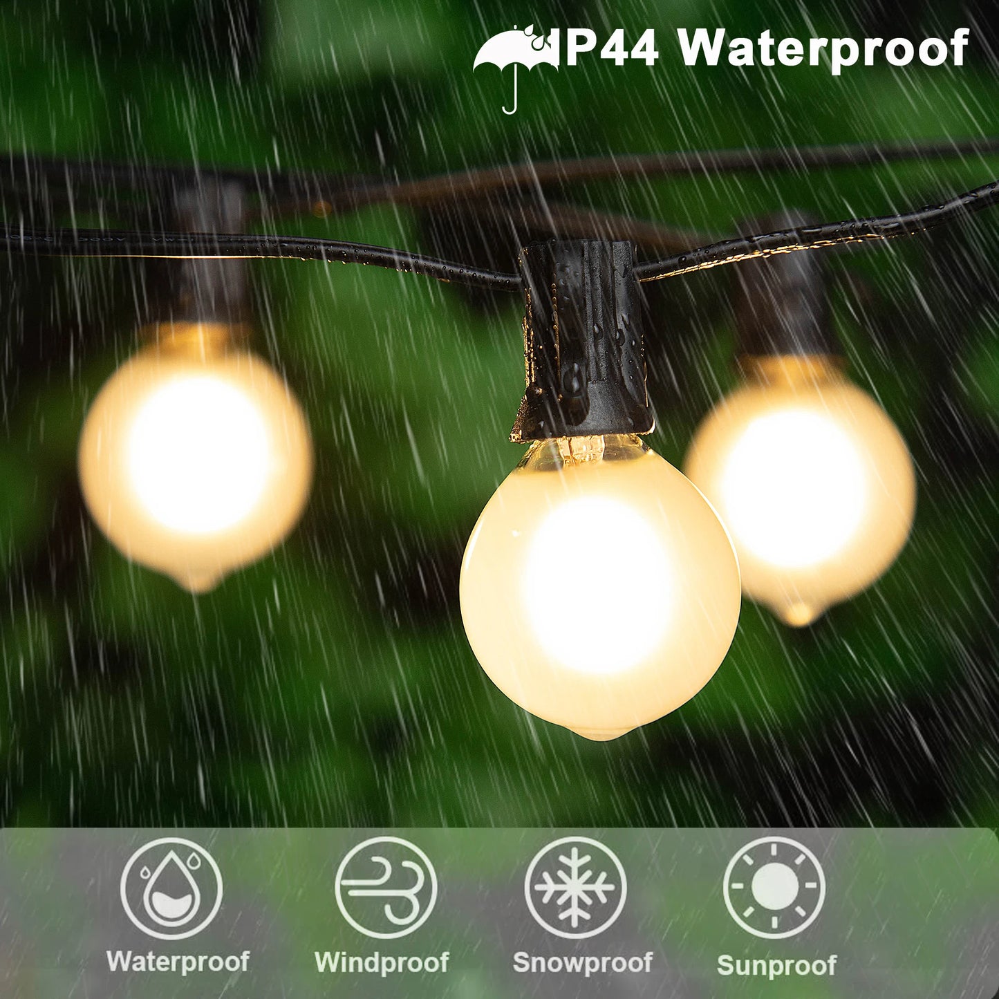 Fairy Outdoor String Lights G40 LED Frosted White Bulbs