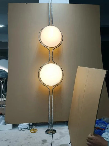 Nordic Floor Lamp Chrome Metal White Acrylic Ball Lamp